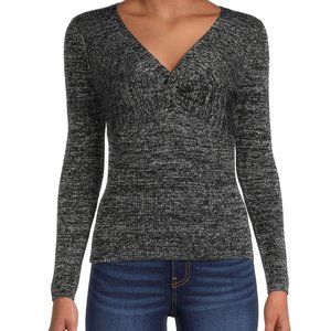 Sweater  with a metallic yarn design for a glittery finish.